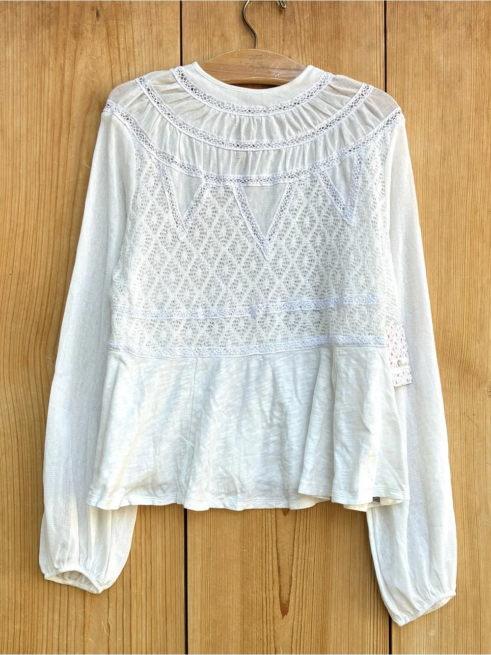 Free People NWT English Rose Ivory Lace Top Sz Large